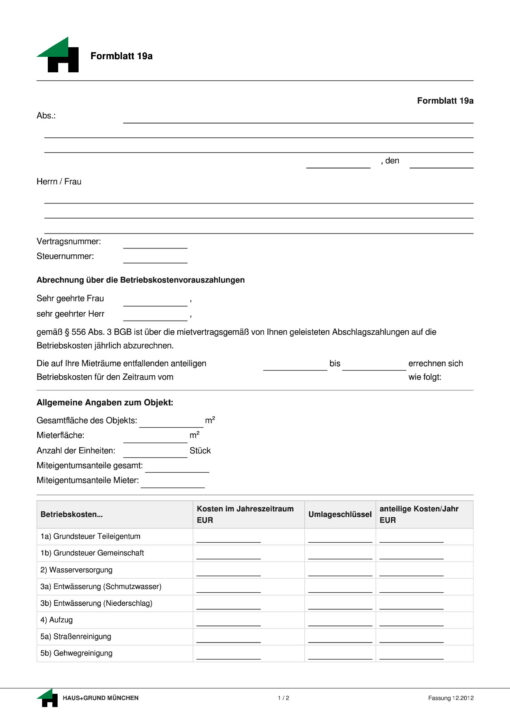 Betriebskostenabrechnung Gewerbe