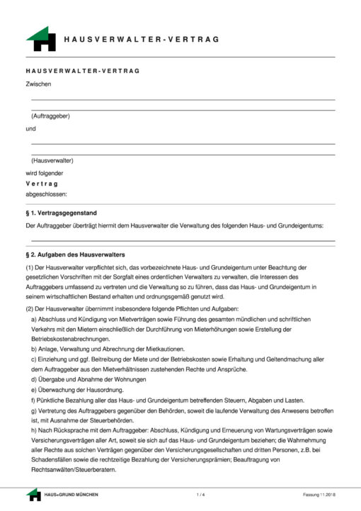 Hausverwaltervertrag
