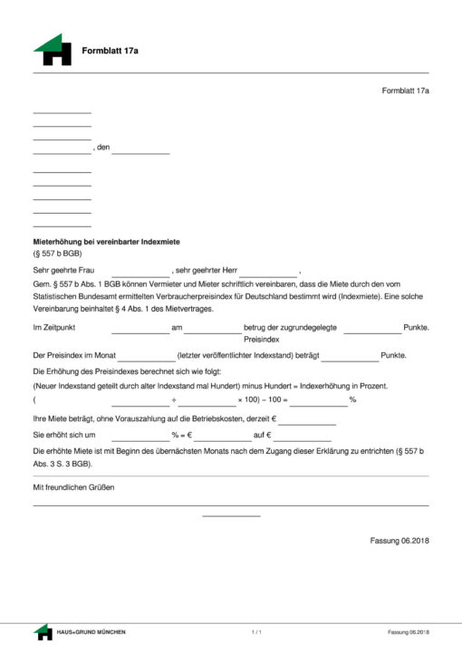 Mieterhöhung Indexmiete