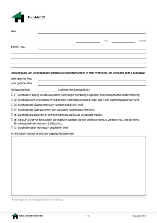 Modernisierungsankündigung