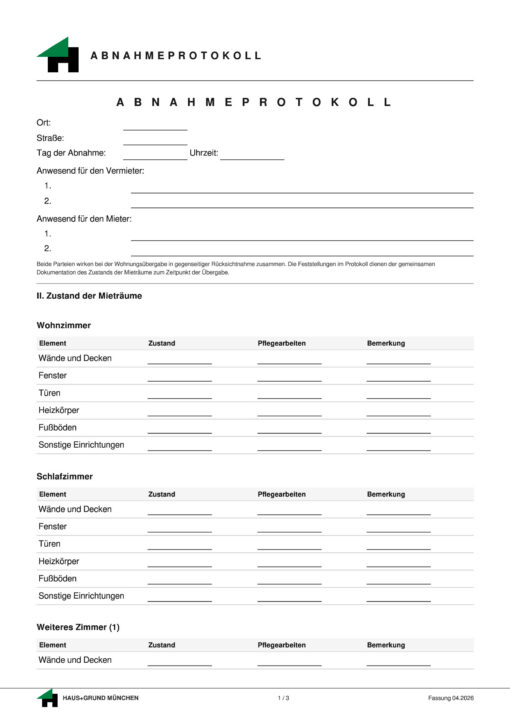 Wohnungsübergabeprotokoll